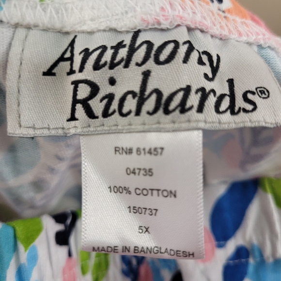 Anthony Richards Womens Sleep Pants 5X Capris Floral Pull On Waist 52" New - Picture 3 of 5